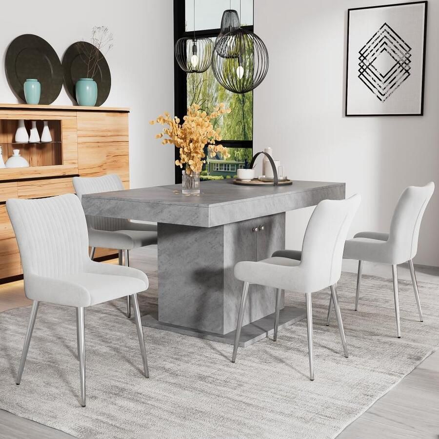 KOMHTOM Eetkamerstoel 360° draaibare stoel met geheugenspons vulling met armleuningen Grijs Set van 2