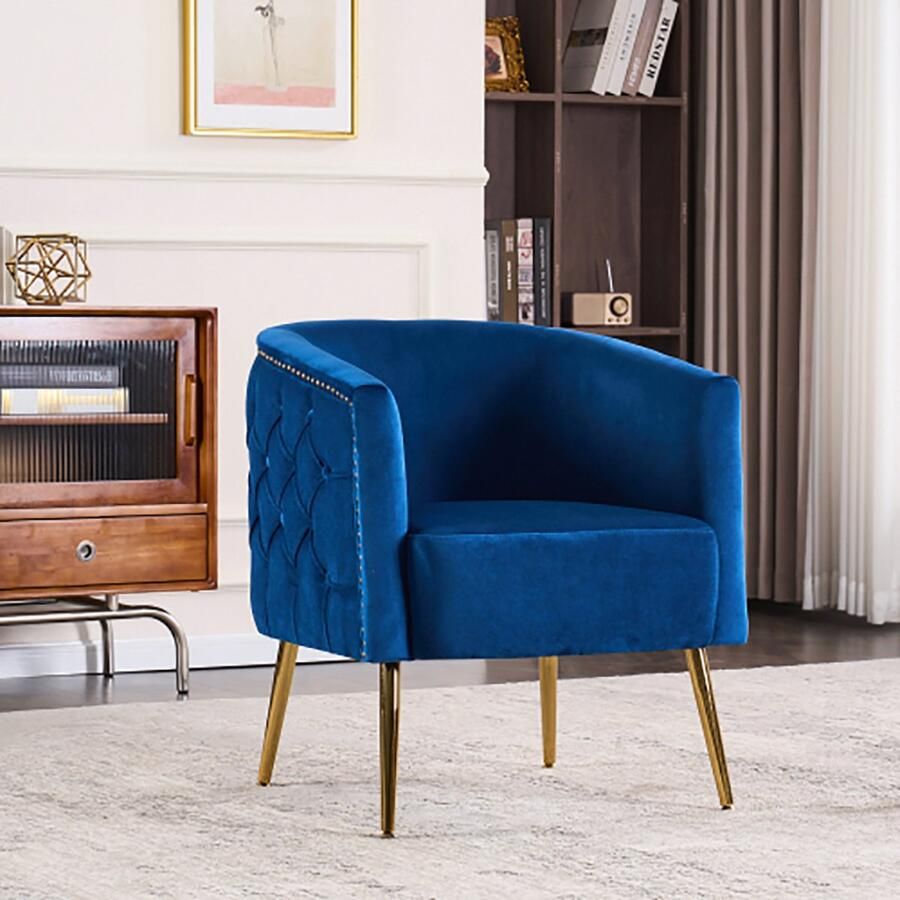 KOMHTOM Fauteuil Comfortabele metalen leesstoelen met poten Blauw
