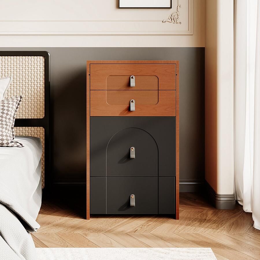 KOMHTOM Kaptafel make up tafel met make-up krukje opbergkruk Nachttafel met spiegel en LED-verlichting met 3 laden zwart en bruin