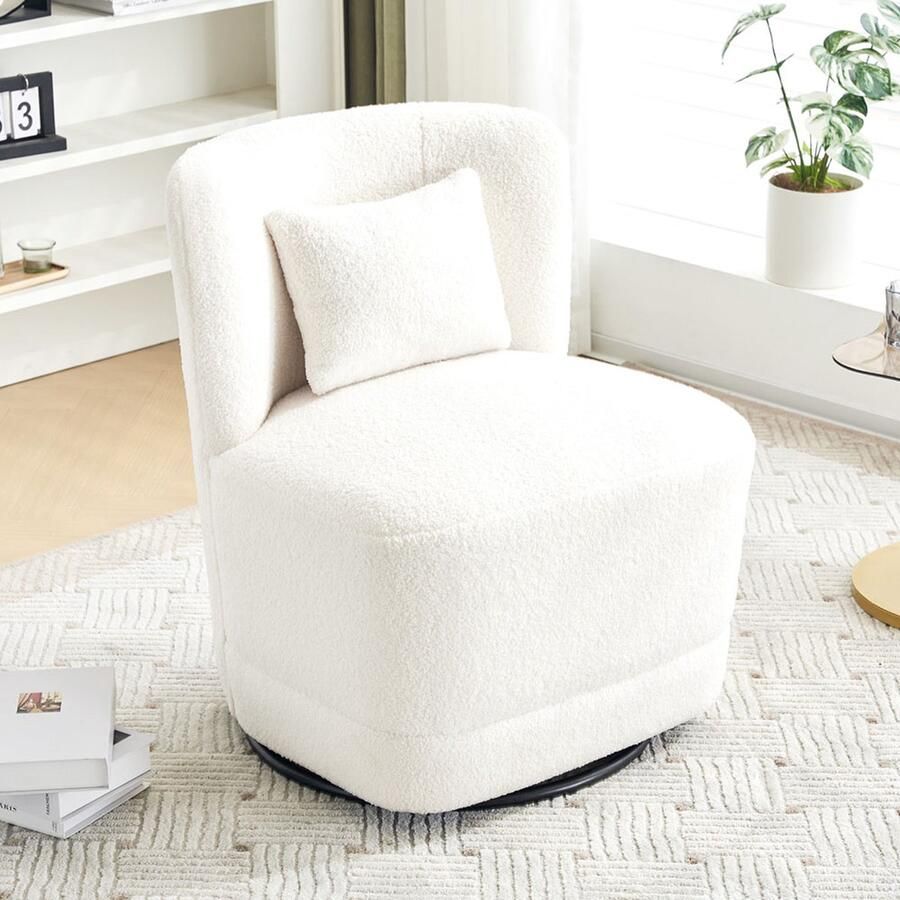 KOMHTOM Loveseat 360° draaibare loungestoel met witte kussens