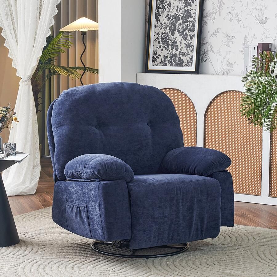 KOMHTOM Loveseat Bank 360° draaibare massage fauteuil met blauwe bekleding Loungestoel