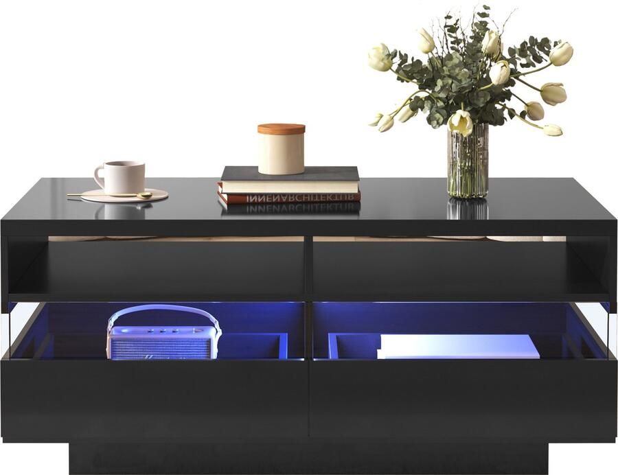 KOMHTOM Salontafel met twee opbergvakken en twee lades Licht reflecterend acryl