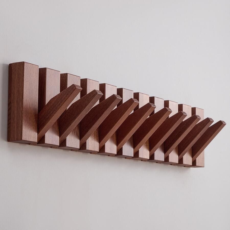 Kommo Wandkapstok kapstok hangend Sapeli hout 10 haken Piano kapstok kapstokken handgemaakt Afrikaans hardhout