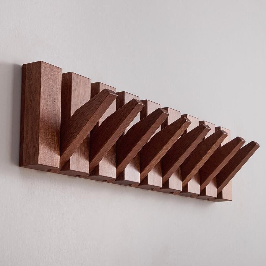 Kommo Wandkapstok kapstok hangend Sapeli hout 8 haken Piano kapstok kapstokken handgemaakt Afrikaans hardhout