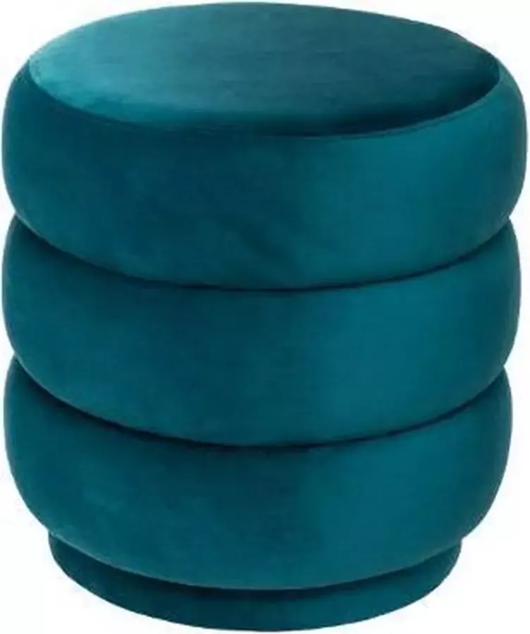 Konges Slöjd Atmosphera luxe poef velvet Sinan Sea blue H40 cm Velours Fluweel Voetsteun