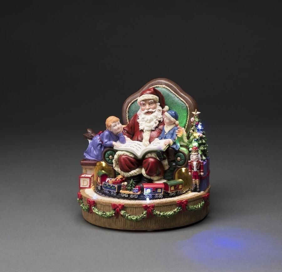 KONSTSMIDE Kerstfiguur Kerst versiering Led-tafereel kerstman met kinderen en slee (1 stuk)