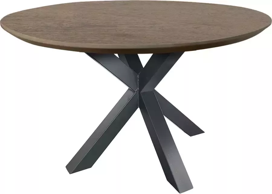 Koopmans Eettafel rond gerookt eikenhout gelakt 120 cm spinpoot