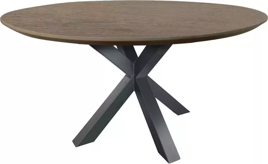 Koopmans Eettafel rond gerookt eikenhout gelakt 140 cm spinpoot