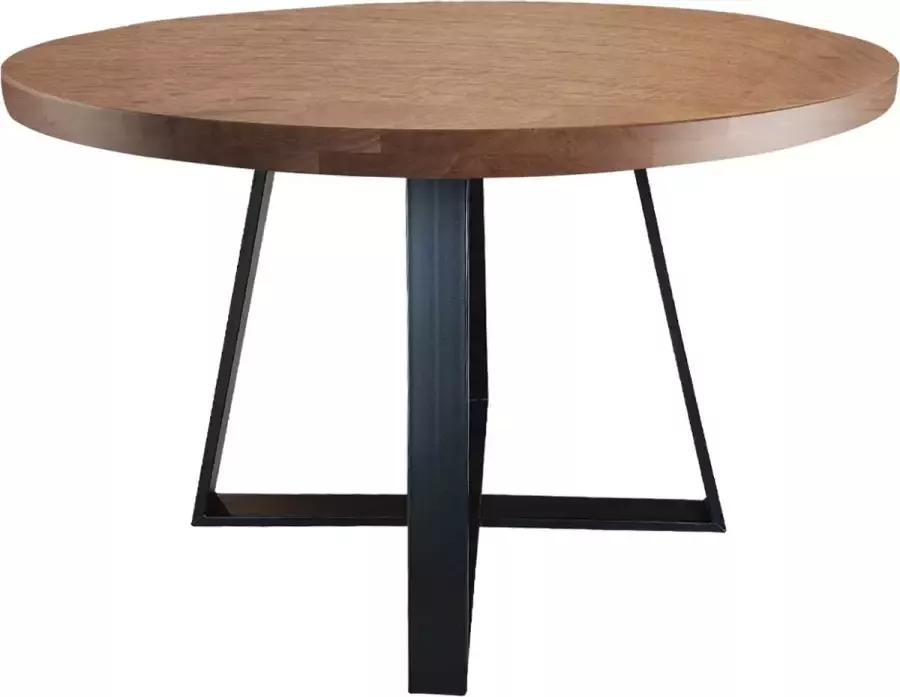 Koopmans Eettafel rond naturel eikenhout gelakt 120 cm kruispoot