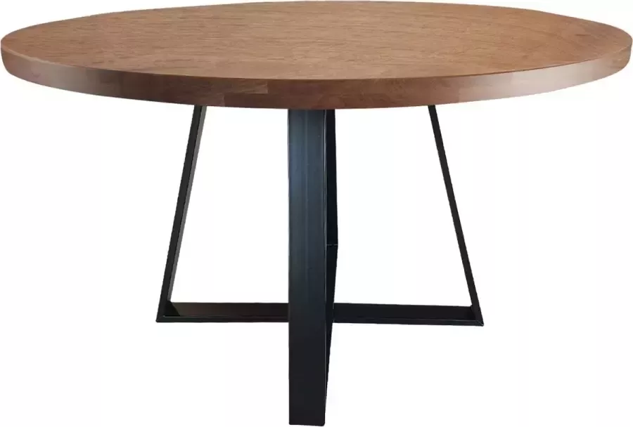 Koopmans Eettafel rond naturel eikenhout gelakt 130 cm kruispoot