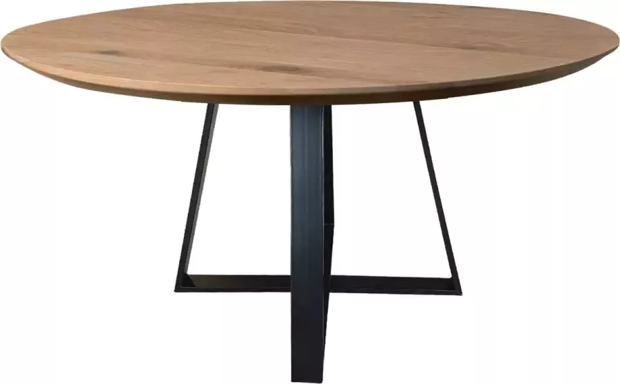 Koopmans Eettafel rond naturel eikenhout gelakt 140 cm kruispoot