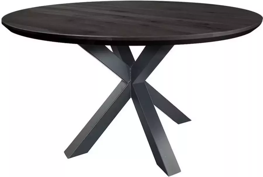 Koopmans Eettafel rond zwart eikenhout gelakt 130 cm spinpoot
