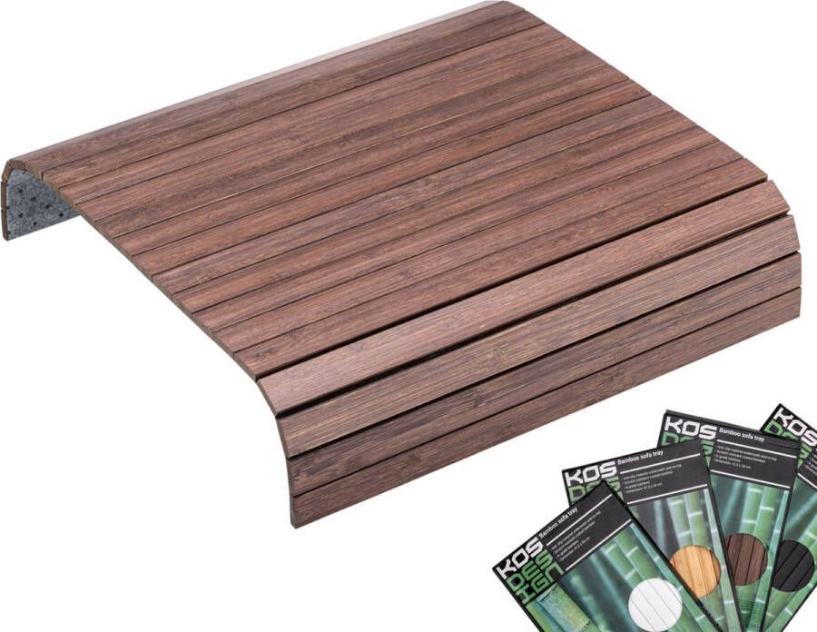Kosdesign Flexibel Dienblad Armleuning Dienbladen Bank of Stoel 100% Bamboe Beschermende coating XL Anti slip Armleuning organizer Donker