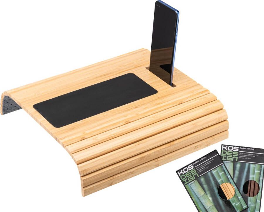 Kosdesign Kos Design Armleuning Organizer Banktafel Bank Organizer Bank Dienblad flexibel dienblad armleuning Bamboe Beschermende Coating Zwart Wit Anti Slip