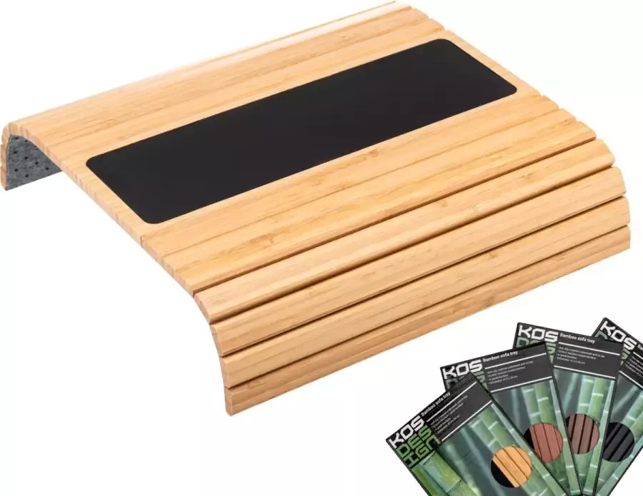 Kosdesign Kos Design Armleuning Organizer Banktafel Bank Organizer Bank Dienblad flexibel dienblad armleuning Bamboe Beschermende Coating Zwart Wit Anti Slip