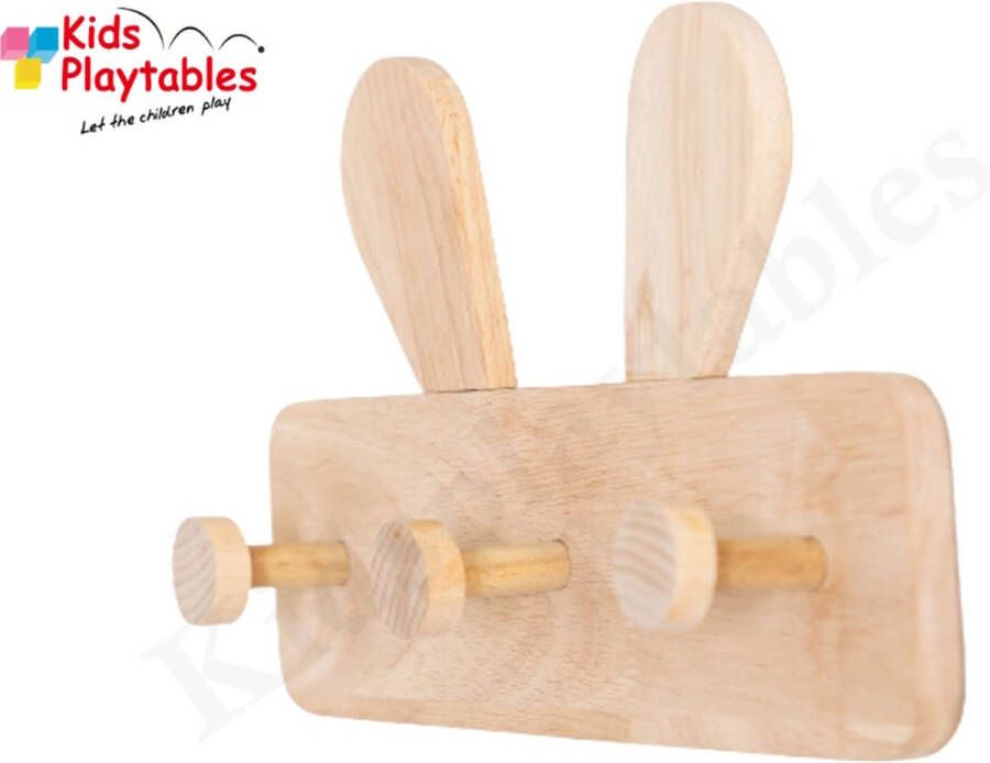 KPW Houten Wandkapstok Bunny kind houten kapstok kinderkamer kapstok konijnenoren kinderen Kapstok dieren babykamer