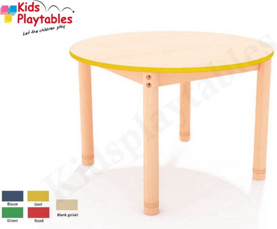 KPW Ronde groepstafel doorsnede 90 cm met houten verstelbare poten Kindertafel tafel kind speeltafel tafel kinderopvang