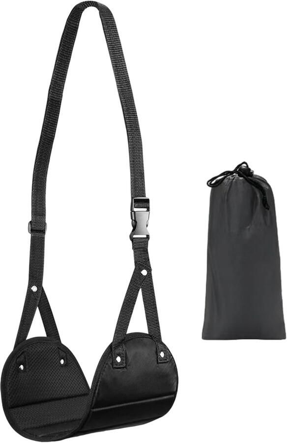 Kraftverdia Voetensteun voor op Reis Vliegtuig Voetensteun Auto Voetensteun Verstelbaar Reisaccessoire Ontspanning Comfortabel Voeten Hangmat voor Reizen Draagbare Voetsteun Zwart