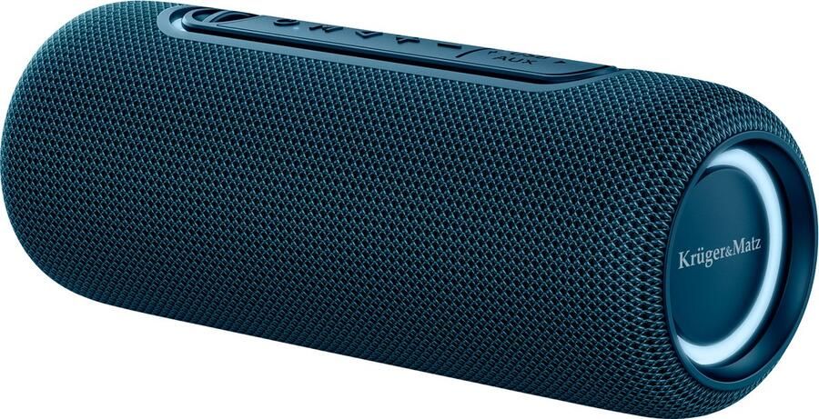 Kruger & Matz Krüger & Matz Street Draadloze Draagbare Bluetooth 5.0 Speaker Waterdicht IPX5 RGB Verlichting TWS Functie 20W Blauw