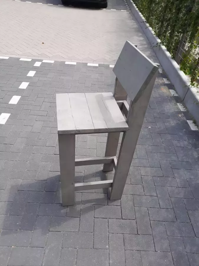 KSM-Steigerhout 10 stuks krukken barkruk Back met rugleuning van Grey Wash steigerhout van