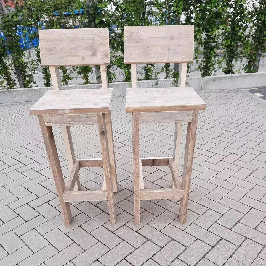 KSM-Steigerhout 2 stuks barkruk Back van gebruikt steigerhout