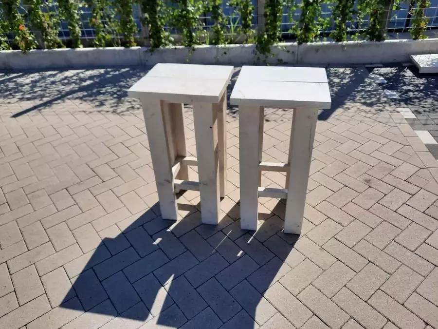 KSM-Steigerhout 2 stuks kruk Barkruk Easy van White Wash steigerhout voor bij een bar tafel sta tafel