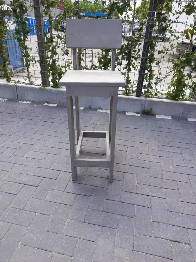 KSM-Steigerhout 4 stuks krukken barkruk Back met rugleuning van Grey Wash steigerhout van