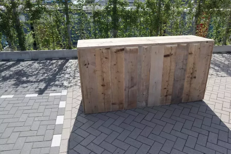 KSM-Steigerhout Balie “Roma basic” van Gebruikt steigerhout – Steigerhouten bar – Toog van hout – 200cm