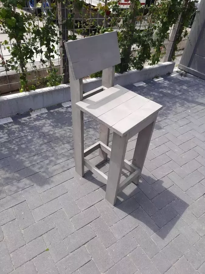 KSM-Steigerhout Barkruk Back van Grey Wash steigerhout