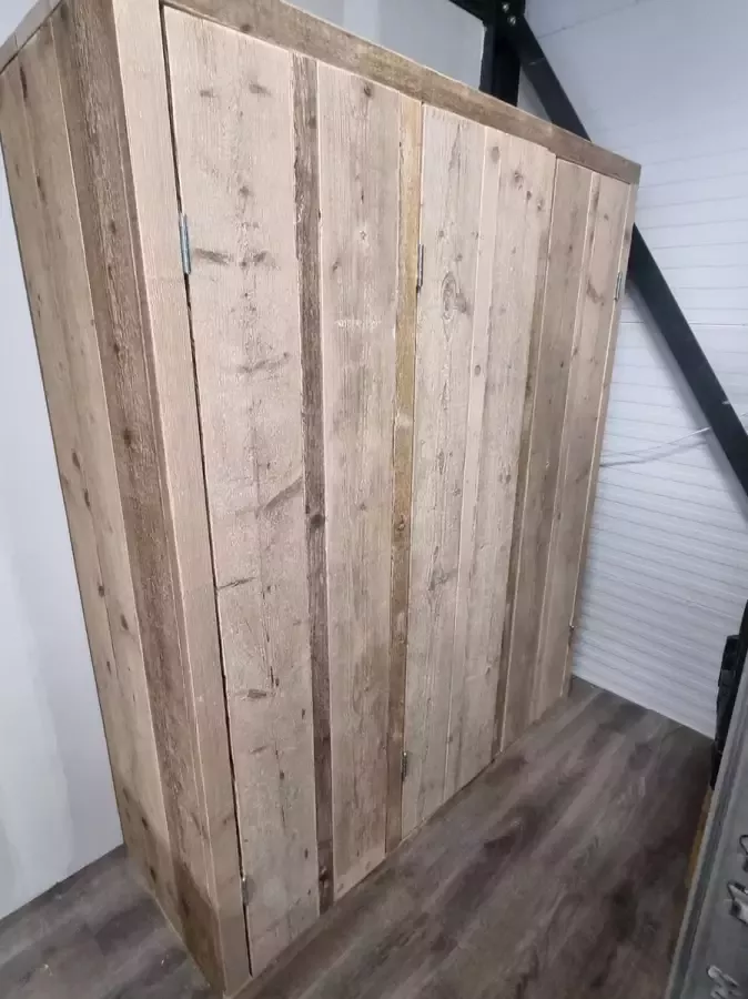 KSM-Steigerhout Kast Biggy van gebruikt steigerhout 160x200cm Kledingkast Slaapkamer kast Steigerhouten wandkast