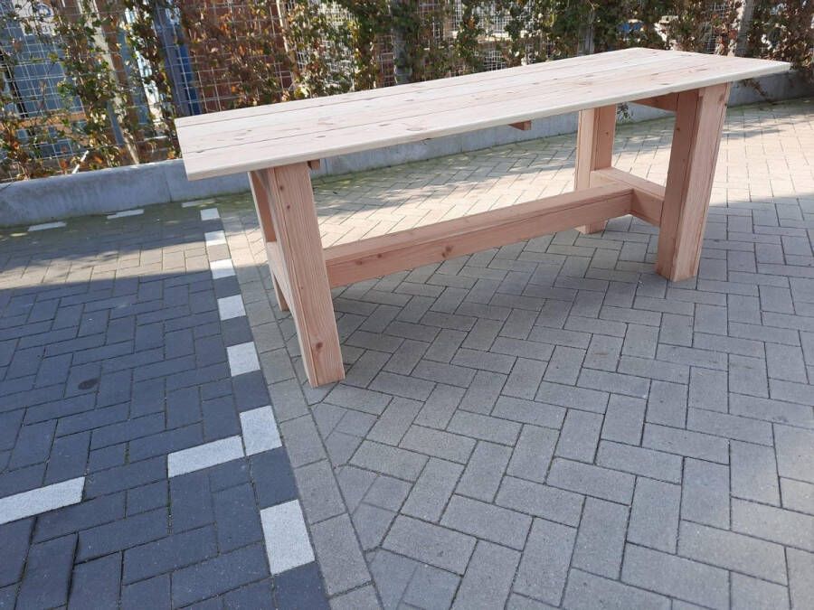 KSM-Steigerhout Tafel Massief van Douglas hout 76x210cm Douglas tuintafel Eettafel van hout met robuuste blokpoten Robuuste tafel voor binnen en buiten 6 tot 8 persoons