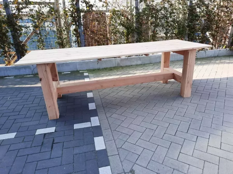 KSM-Steigerhout Tafel Massief van Douglas hout 90x210 Douglas tuintafel Eettafel van hout met robuuste blokpoten Robuuste tafel voor binnen en buiten 6 tot 8 persoons