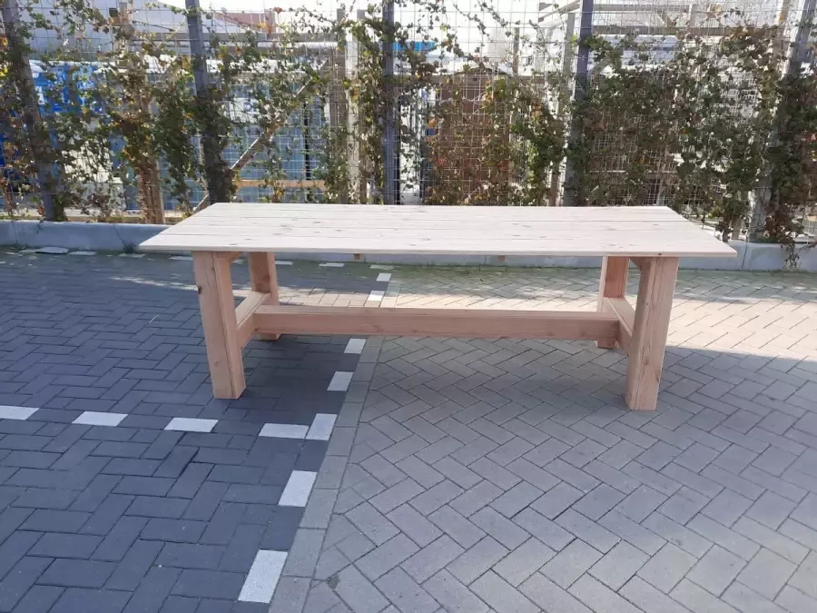 KSM-Steigerhout Tafel Massief van Douglas hout 90x250cm Douglas tuintafel Eettafel van hout met robuuste blokpoten Robuuste tafel voor binnen en buiten 8 tot 10 persoons