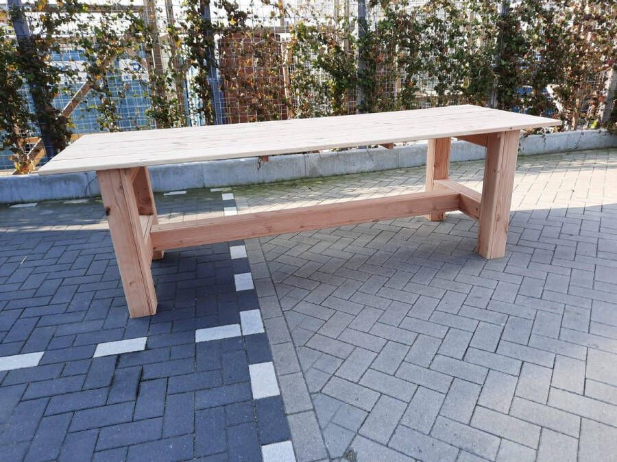 KSM-Steigerhout Tafel Massief van Douglas hout 95x210cm Douglas tuintafel Eettafel van hout met robuuste blokpoten Robuuste tafel voor binnen en buiten 6 tot 8 persoons
