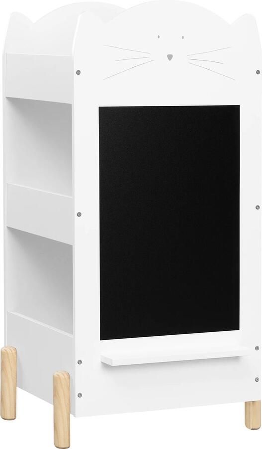 KTN Boekenkast Met Krijtbord Speelgoedkast Opbergkast Kinderkamer Babykamer Montessori Boekenrek Boekenplank Krijten Krijtstoepbord 3 Laags Kat Wit