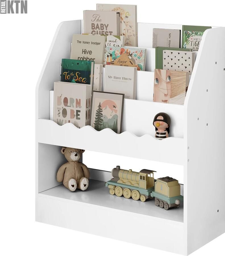 KTN Boekenkast Speelgoedkast Opbergkast Kinderkamer Babykamer Montessori Boekenrek Boekenplank 5 Laags Wit