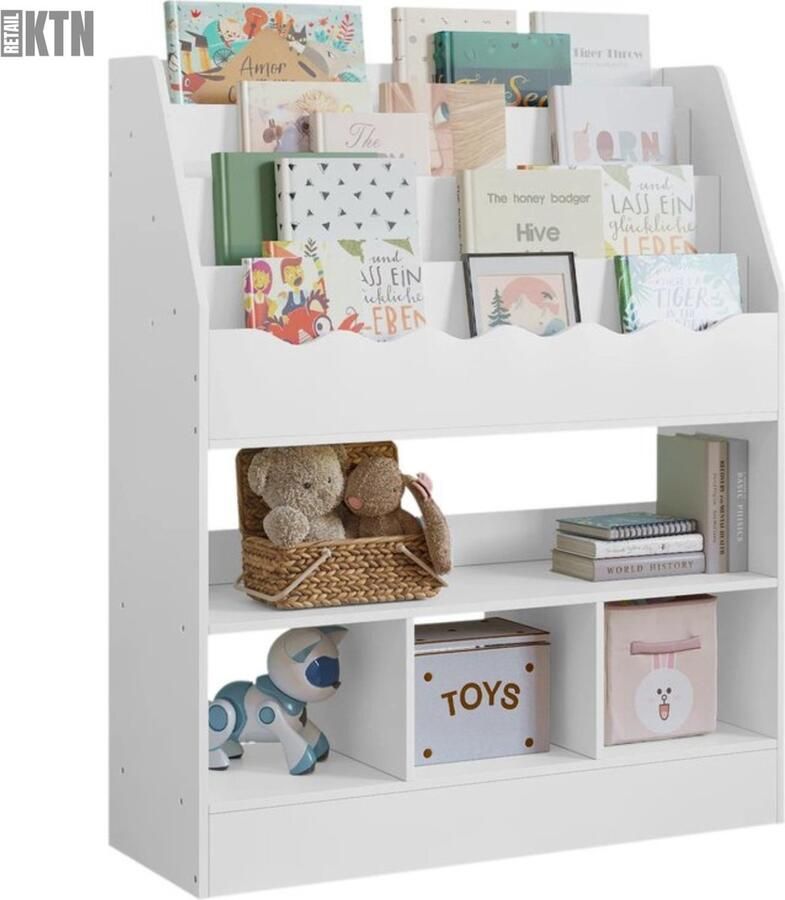 KTN Boekenkast Speelgoedkast Opbergkast Kinderkamer Babykamer Montessori Boekenrek Boekenplank 6 Laags Wit
