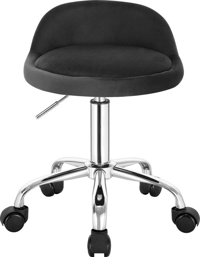 KTN Draaikruk met Lage Rugleuning Kantoorkruk Ergonomisch Hoogte Verstelbaar Wielen Kruk Stoel Velvet Donkergrijs