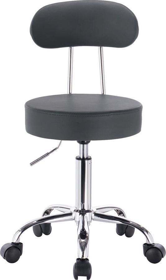 KTN Draaikruk met Rugleuning Kantoorkruk Ergonomisch Hoogte Verstelbaar Wielen Kruk Stoel Grijs