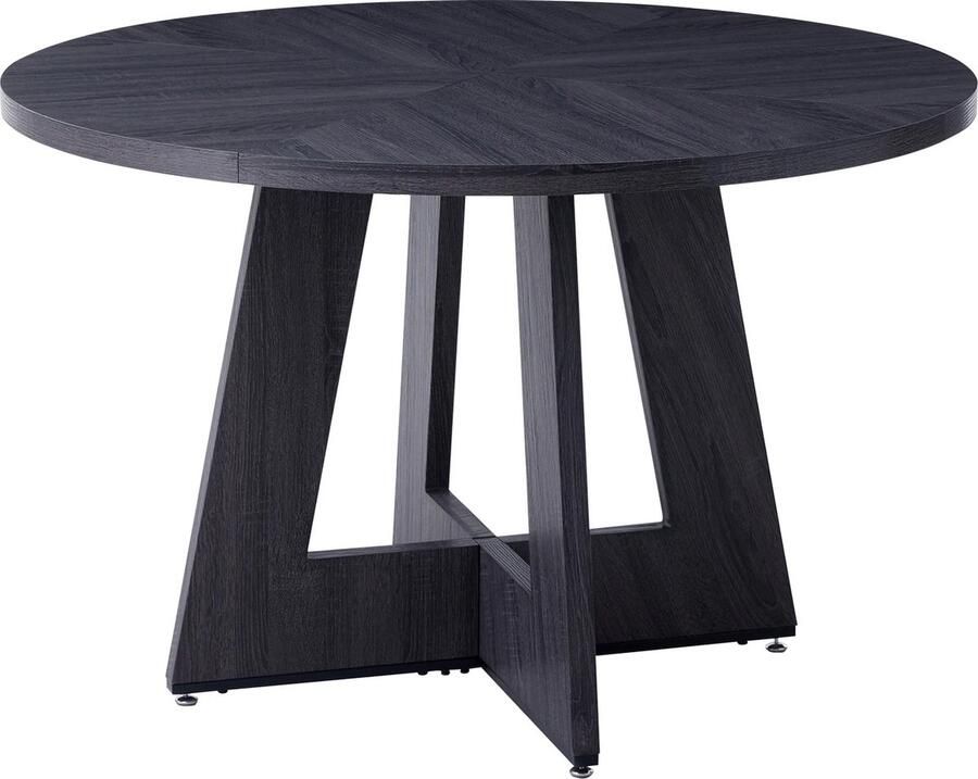 KTN Eettafel Tafel Rond Gekruiste Poten Massief Hout Moderne Luxe Eettafel Zwart Ø 120 cm