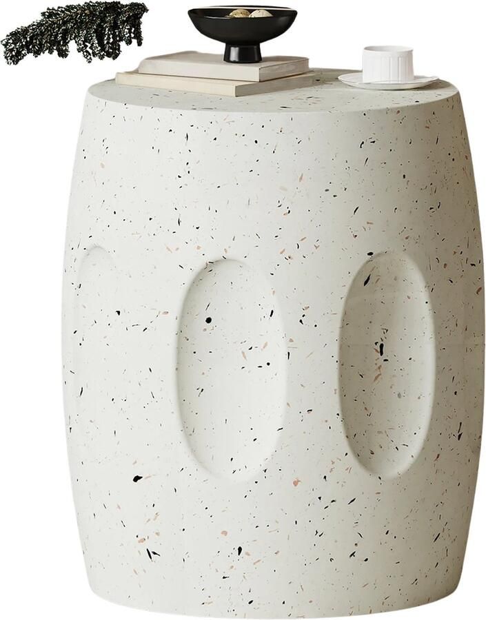 KTN Ronde Bijzittafel- Terrazzo Accent Tafel Koffie tafel Lichtgewicht betonnen bijzettafel Salontafel