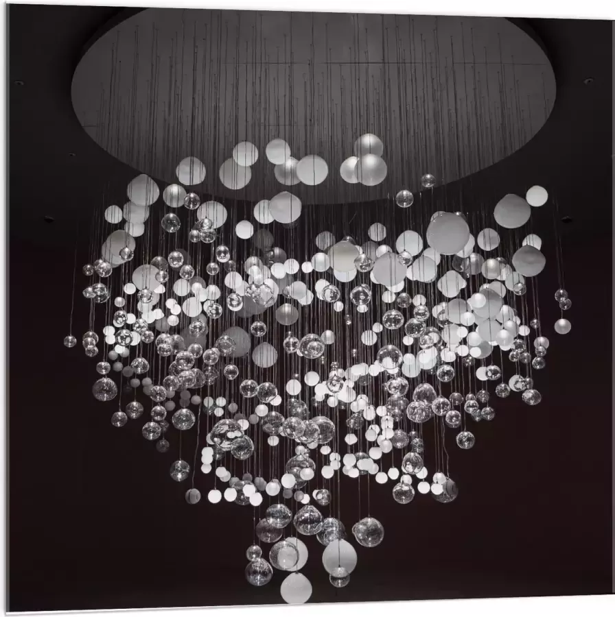 KuijsFotoprint Acrylglas Mega Kroonluchter (zwart wit) 100x100cm Foto op Acrylglas (Wanddecoratie op Acrylglas)