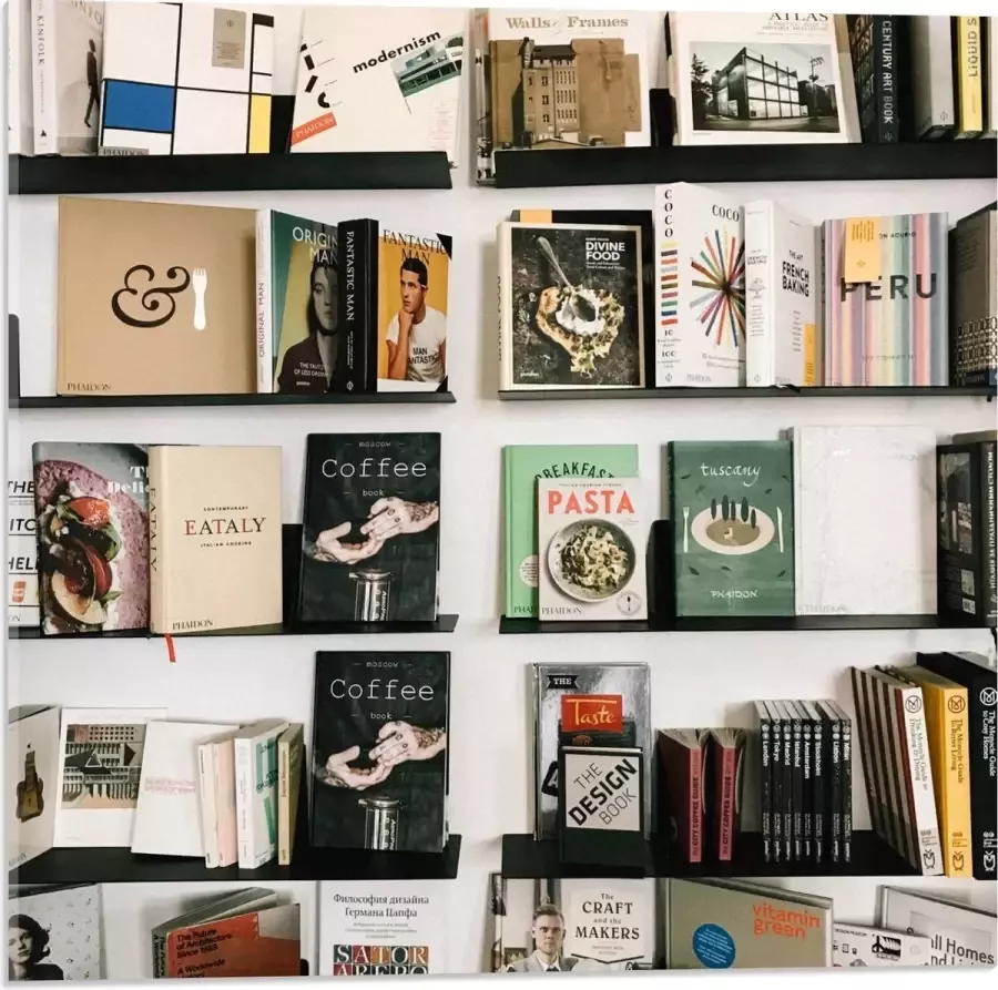 KuijsFotoprint Acrylglas Open Boekenkast 50x50cm Foto op Acrylglas (Wanddecoratie op Acrylglas)