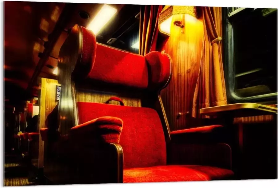 KuijsFotoprint Acrylglas Rode Luxe Trein Stoelen 120x80cm Foto op Acrylglas (Met Ophangsysteem)