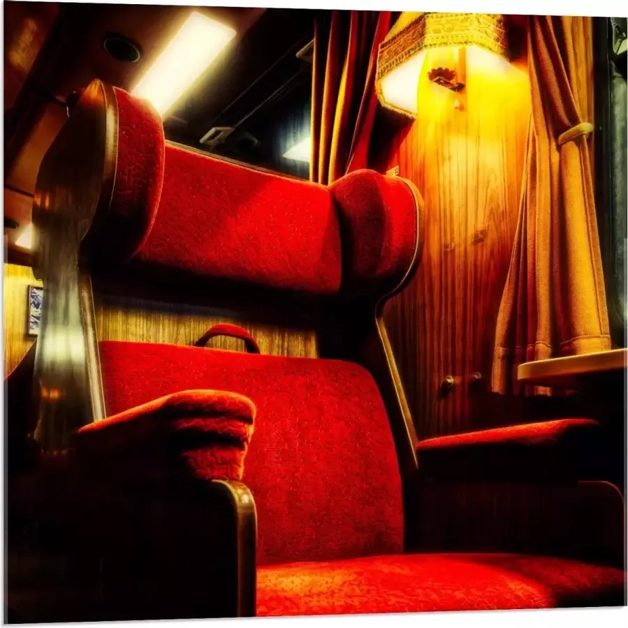 KuijsFotoprint Acrylglas Rode Luxe Trein Stoelen 80x80cm Foto op Acrylglas (Met Ophangsysteem)