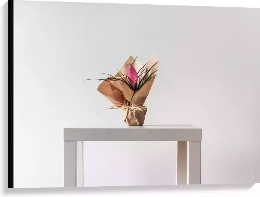 KuijsFotoprint Canvas Bloemboeket op Witte Tafel 100x75cm Foto op Canvas Schilderij (Wanddecoratie op Canvas)