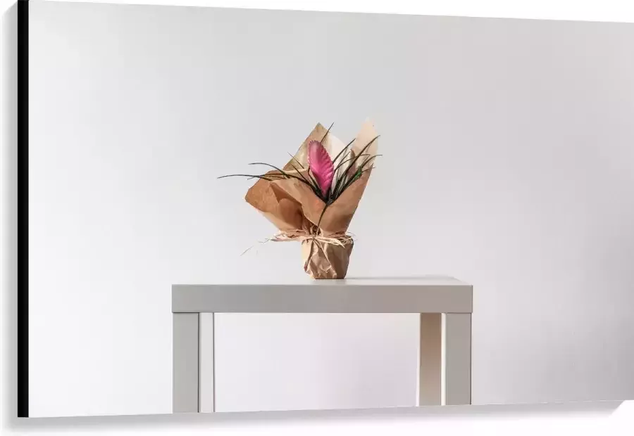 KuijsFotoprint Canvas Bloemboeket op Witte Tafel 120x80cm Foto op Canvas Schilderij (Wanddecoratie op Canvas)