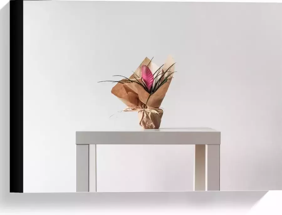 KuijsFotoprint Canvas Bloemboeket op Witte Tafel 40x30cm Foto op Canvas Schilderij (Wanddecoratie op Canvas)