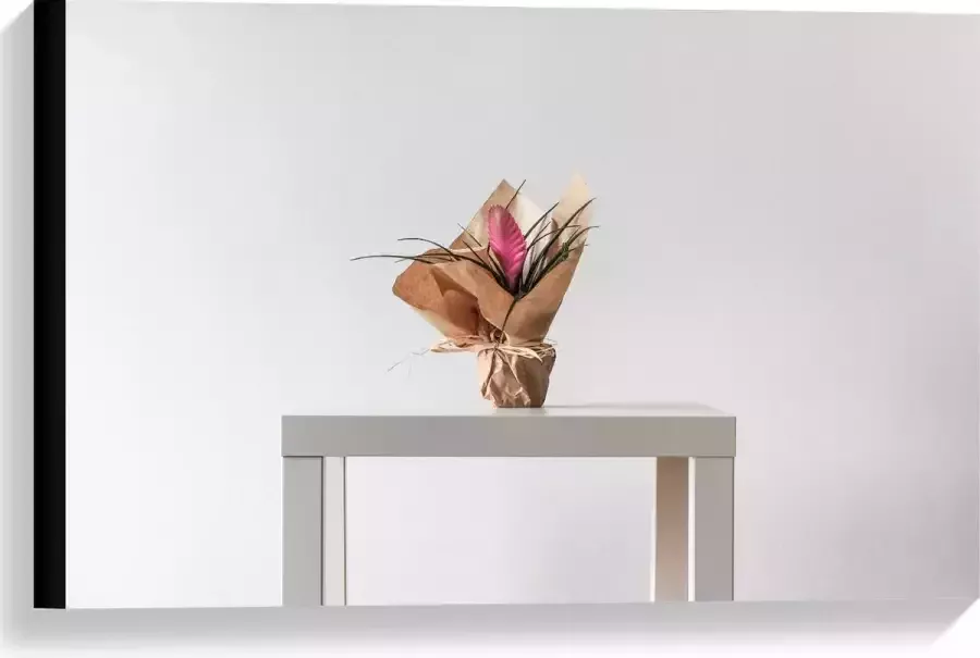 KuijsFotoprint Canvas Bloemboeket op Witte Tafel 60x40cm Foto op Canvas Schilderij (Wanddecoratie op Canvas)