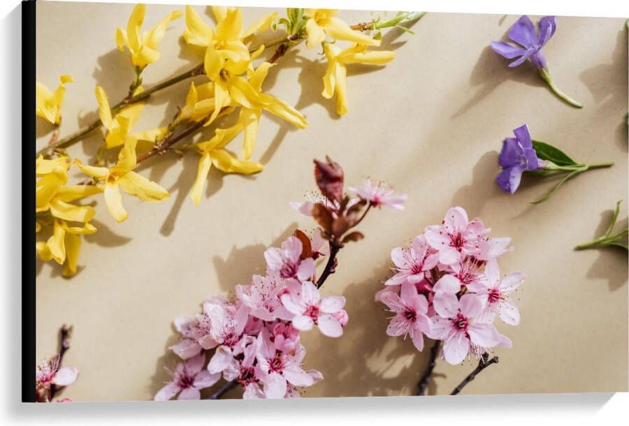 KuijsFotoprint Canvas Bloemen Tafel 90x60cm Foto op Canvas Schilderij (Wanddecoratie op Canvas)